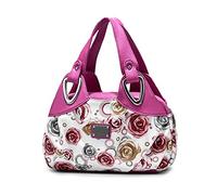 DIRRONA Elegant Damen Handtasche Schultertasche Groß Kapazität Tragetasche Leicht Reise Taschen Wasserdicht PU Leder Frauen Umhängetasche Blumentasche Rot E