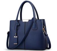 DIRRONA Elegant Damen Handtasche Schultertasche Groß Kapazität Umhängetasche Beiläufig Reise Taschen Wasserdicht PU Leder Frauen Umhängetasche Blau