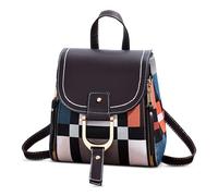 DIRRONA Mode Damen Farbblock Rucksack Klein Elegant Umhängetasche Lässig Multifunktional Rucksack Travel Arbeit Einkaufen Dating Schule Cityrucksack PU Leder Wasserdicht Rucksack Braun