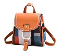 DIRRONA Mode Damen Farbblock Rucksack Klein Elegant Umhängetasche Lässig Multifunktional Rucksack Travel Arbeit Einkaufen Dating Schule Cityrucksack PU Leder Wasserdicht Rucksack Khaki