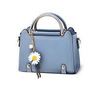 DIRRONA Mode Niedlich Damen Handtasche Elegant Handtaschen Pu Leder Wasserdicht Klein Schultertasche Lässig Reisen Arbeiten Party Dating Umhängetasche Gänseblümchen Anhänger Blau