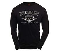 Dirty Ray Rugby New Zealand All Black Herren T-Shirt Lange Ärmel KLS2 (DE/NL/SE/PL, Alphanumerisch, XXL, Regular, Regular, Schwarz)