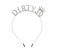 Dirty Stirnband zum 30. Geburtstag Krone Tiara Stirnband Glänzende Strass Kopfbedeckung Funkelnde Prinzessin Kopfbedeckung Sparkly Haarschmuck für Frauen Silber