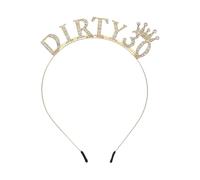 Dirty Stirnband zum 30. Geburtstag Krone Tiara Stirnband Glänzende Strass Kopfbedeckung Funkelnde Prinzessin Kopfbedeckung Sparkly Haarschmuck für Frauen Golden