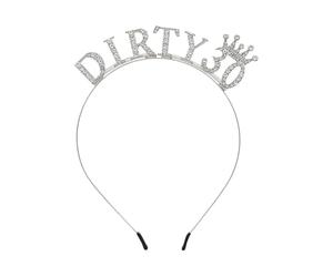 Dirty Stirnband zum 30. Geburtstag Krone Tiara Stirnband Glänzende Strass Kopfbedeckung Funkelnde Prinzessin Kopfbedeckung Sparkly Haarschmuck für Frauen Silber