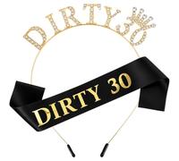 Dirty Thirty 30. Geburtstags Krone, 30. Geburtstag Schärpe, Gold Glitzer