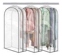 DIRXVMC Garment Bag Pack of 3 Garment Cover Transparent Suit Bag Breathable Clothes Cover with Zip 150 x 60 x 25 cm Protective Covers for for Suits Dresses Jackets Shirts (60")