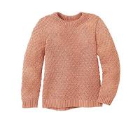 Disana Aran-Pullover Kinder - 100% Bio-Merino - atmungsaktiv & kuschelig warm - Unisex Gr. 86-140 - nachhaltig & fair - ideal für kalte Tage Dank fluffigem Strick - Made in Germany | Rosé Gr. 122-128