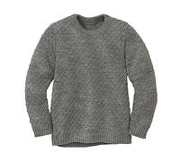Disana Aran-Pullover Kinder - 100% Bio-Merino - atmungsaktiv & kuschelig warm - Unisex Gr. 86-140 - nachhaltig & fair - ideal für kalte Tage Dank fluffigem Strick - Made in Germany | Grau Gr. 98-104