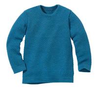 Disana WABENSTRICK-Pullover Kinder-Sommer-Pullover | 100% Bio-Merinowolle | Frühjahr Sommer Herbst | Baby Kleinkind Kind Unisex | Made in Germany | GOTS IVN Zertifiziert | Taubenblau Gr. 110-116