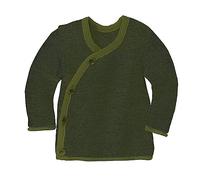 Disana Melange-Jacke Baby & Kleinkind - 100% Bio-Merino - atmungsaktiv, warm & weich, Unisex Gr. 50-104 - nachhaltig & fair - mit Wickelverschluss - Made in Germany | Oliv-Anthrazit Gr. 98-104