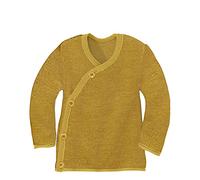 Disana Melange-Jacke Baby & Kleinkind - 100% Bio-Merino - atmungsaktiv, warm & weich, Unisex Gr. 50-104 - nachhaltig & fair - mit Wickelverschluss - Made in Germany | Curry-Gold Gr. 74-80