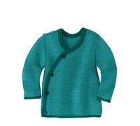 Disana Melange-Jacke Baby & Kleinkind - 100% Bio-Merino - atmungsaktiv, warm & weich, Unisex Gr. 50-104 - nachhaltig & fair - mit Wickelverschluss - Made in Germany | Pacific-Lagoon Gr. 62-68