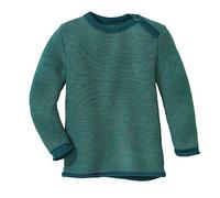 Disana Melange-Pullover Baby & Kleinkind - 100% Bio-Merino - atmungsaktiv & warm - Unisex Gr. 50-104 - nachhaltig & fair - dehnbar mit Knopfverschluss - Made in Germany | Pacific-Mint Gr. 50-56