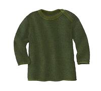 disana - gestrickter Baby und Kinder Melange-Pullover, Mädchen und Jungen oliv-anthrazit 74/80