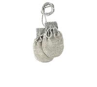 Disana STRICK-HANDSCHUHE, 100% Bio-Merinowolle GOTS, IVN Best | mit gestrickter Kordel | Newborn Neugeborene Baby Unisex | Baby Erstausstattung | Made in Germany | Grau-Natur