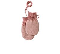 Disana STRICK-HANDSCHUHE, 100% Bio-Merinowolle GOTS, IVN Best | mit gestrickter Kordel | Newborn Neugeborene Baby Unisex | Baby Erstausstattung | Made in Germany | Rosé-Natur