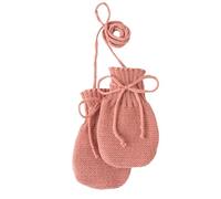 Disana STRICK-HANDSCHUHE Neugeborene & Baby - 100% Bio-Merino - warm & weich - unisex Neugeborene - nachhaltig & fair - Weite regulierbar & mit Strickkordel verbunden - made in Germany | Softpink