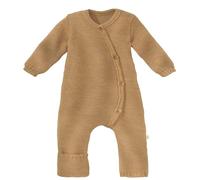 Disana STRICK-OVERALL, 100% Bio-Merinowolle GOTS, IVN Best | Mit Umklapp-Bündchen an den Beinen | Newborn Neugeborene Baby Unisex | Baby Erstausstattung | Made in Germany | Karamell Gr. 62-68