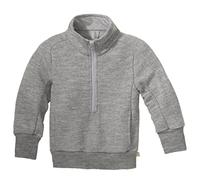 Disana Troyer, Leichter Sweater mit Reißverschluss | 100% Bio-Merinowolle GOTS, IVN Best | Baby Kleinkind Kind Unisex | Made in Germany | Grau Gr. 110-116