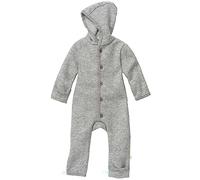 Disana WALK-OVERALL, 100% Bio-Merinowolle GOTS, IVN Best | mit Umklappbündchen | Newborn Baby Kleinkind Kind Unisex | Made in Germany | Grau Gr. 50-56