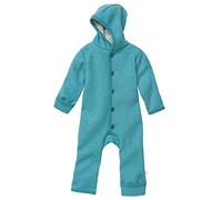 Disana WALK-OVERALL, 100% Bio-Merinowolle GOTS, IVN Best | mit Umklappbündchen | Newborn Baby Kleinkind Kind Unisex | Made in Germany | Lagoon Gr. 74-80