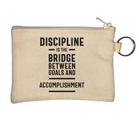 Discipline is The Bridge Between Goals and Accomplishment Schlüsselanhänger Münzbörse Beige
