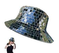 Disco Eimer Hut Hip Hop Hologramm metallics Eimer Hut Wasserdichter Hip Hop Hut Breiter Fischerhut Sonnenhut Pailletten Hut Jahre Disco Karneval Outfit Spiegelkugel Discokugel Hüte Für Club Bühne Bar