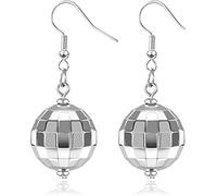 Discokugel Ohrringe,Silber 70er Disco Ball Earrings Thema Party Diskokugel Ohrringe Mädchen Schmuck Accessoires Outfit Damen Mottoparty