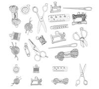 DISCOSMETIC 76 Stück Nähwerkzeug-Anhänger Nähanhänger Aus Legierung Nähmaschinenanhänger Tibetischer Antiker Silberanhänger Zum Selbermachen von Schmuck Und Armbändern, Bohrung: 1.2-7x1.2-7 mm