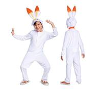DISGUISE 109749K-V2-20L SCORBUNNY HOODED JUMPSUIT CLASSIC Pokemon Dress Up & Accessories, White, One Size