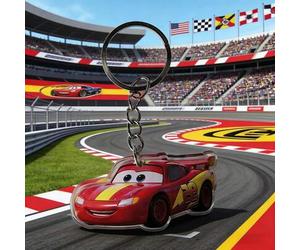 Disney 1 Stück 2D Acryl Lightning McQueen Auto Schlüsselanhänger, Feiertagsgeschenk Dekoration Schlüsselhaken, Auto Schlüsselanhänger, Rucksack Geldbö