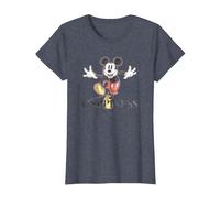 Disney 100 Anniversary Mickey Mouse D100 Quote Happiness T-Shirt, Damen, Blau Meliert, XXL