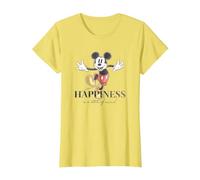 Disney 100 Anniversary Mickey Mouse D100 Quote Happiness T-Shirt, Damen, Gelb, XL