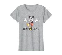 Disney 100 Anniversary Mickey Mouse D100 Quote Happiness T-Shirt, Damen, Grau Meliert, XXL