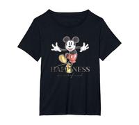 Disney 100 Anniversary Mickey Mouse D100 Quote Happiness T-Shirt, Damen Große Größen, Schwarz, 6X