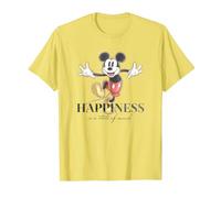 Disney 100 Anniversary Mickey Mouse D100 Quote Happiness T-Shirt, Herren, Gelb, M