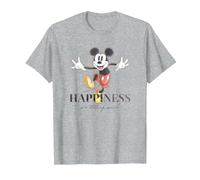 Disney 100 Anniversary Mickey Mouse D100 Quote Happiness T-Shirt, Herren, Grau Meliert, L