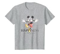 Disney 100 Anniversary Mickey Mouse D100 Quote Happiness T-Shirt, Kinder, Grau Meliert, 152