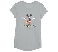 Disney 100 Anniversary Mickey Mouse D100 Quote Happiness T-Shirt, Mädchen, Grau Meliert, XS