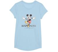 Disney 100 Anniversary Mickey Mouse D100 Quote Happiness T-Shirt, Mädchen, Himmelblau, XS