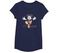 Disney 100 Anniversary Mickey Mouse D100 Quote Happiness T-Shirt, Mädchen, Marineblau, L