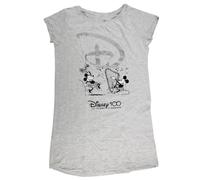 Disney 100 Jahre Damen Schlafshirt - Kurzarm Nachthemd mit Minnie & Mickey Maus - Offizielles Lizenzprodukt - Größen S-XL - Grau, Farbe: Grau, Bekleidungsgröße: XL
