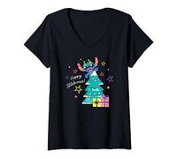 Disney 100 Lilo & Stitch Christmas Happy Stitchmas! T-Shirt mit V-Ausschnitt