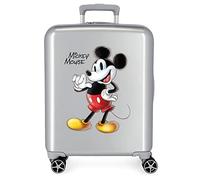 Disney 100 Mickey Joyful Grauer Kabinenkoffer 40 x 55 x 20 cm, starres ABS, integriertes TSA-Schloss, 38,4 l, 2 kg, 4 Doppelrollen, Handgepäck