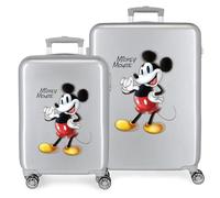Disney 100 Mickey Joyful Kofferset Grau 55/70 cm Starres ABS Integriertes TSA-Schloss 119L 6 kg 4 Doppelrollen Handgepäck