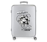 Disney 100 Mickey Steamboad Mittelgroßer Koffer, Grau, 48 x 70 x 26 cm, starres ABS, integrierter TSA-Verschluss, 81 l, 2 kg, 4 Doppelräder