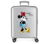 Disney 100 Minnie Joyful Grauer Kabinenkoffer 40 x 55 x 20 cm, starres ABS, integrierter TSA-Verschluss, 38,4 l, 2 kg, 4 Doppelrollen, Handgepäck