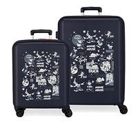 Disney 100 Special Shine Mickey Comic Kofferset Blau 55/70 cm Starres ABS Integrierter TSA-Verschluss 119L 6,8 kg Handgepäck mit 4 Doppelrollen