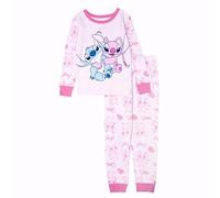 Disney 2-teiliges Pyjama-Set für Mädchen, eng anliegend, Baumwolle, weich und niedlich für Kinder, Stich und Engel, 3 Jahre